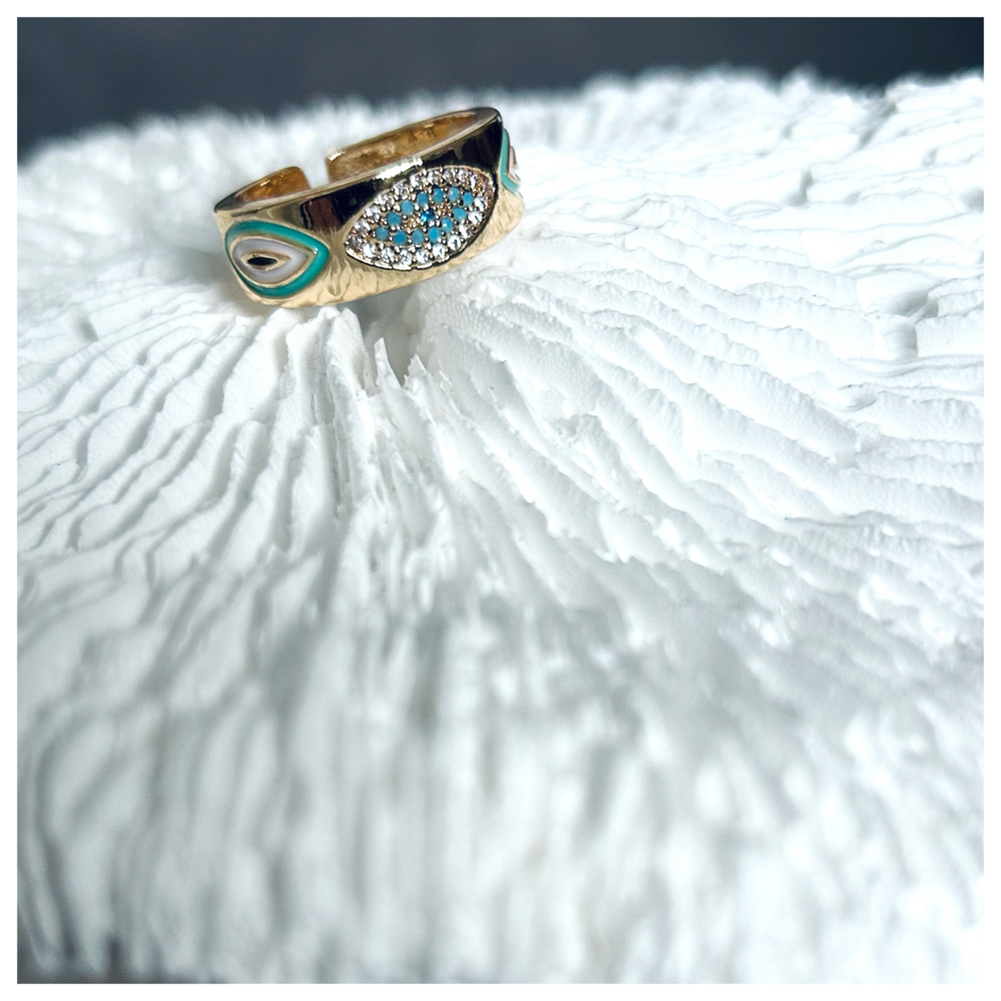 GOLD EVIL EYE RING