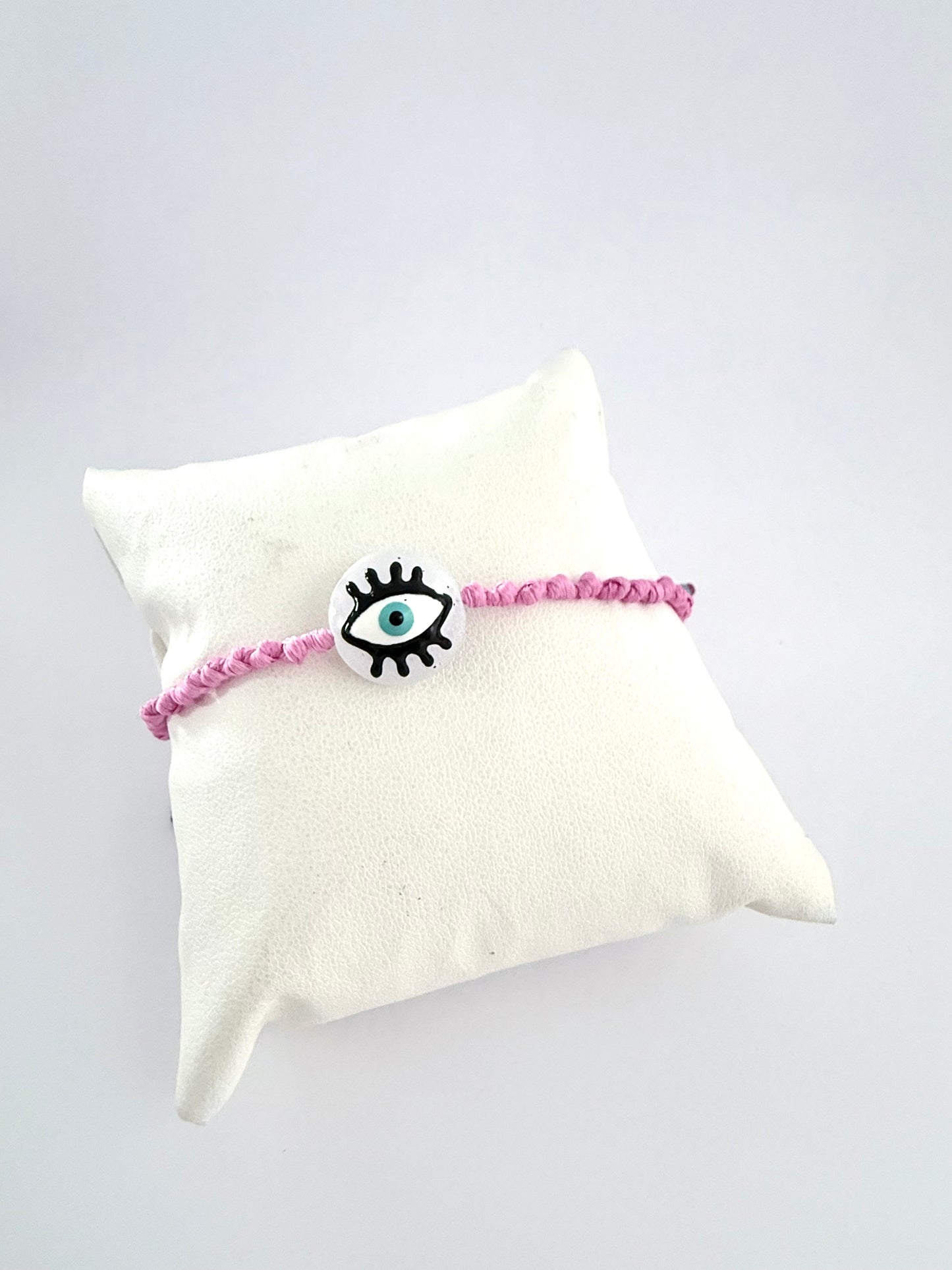 GLASS EVIL EYE KNOTTED CORD BRACELET