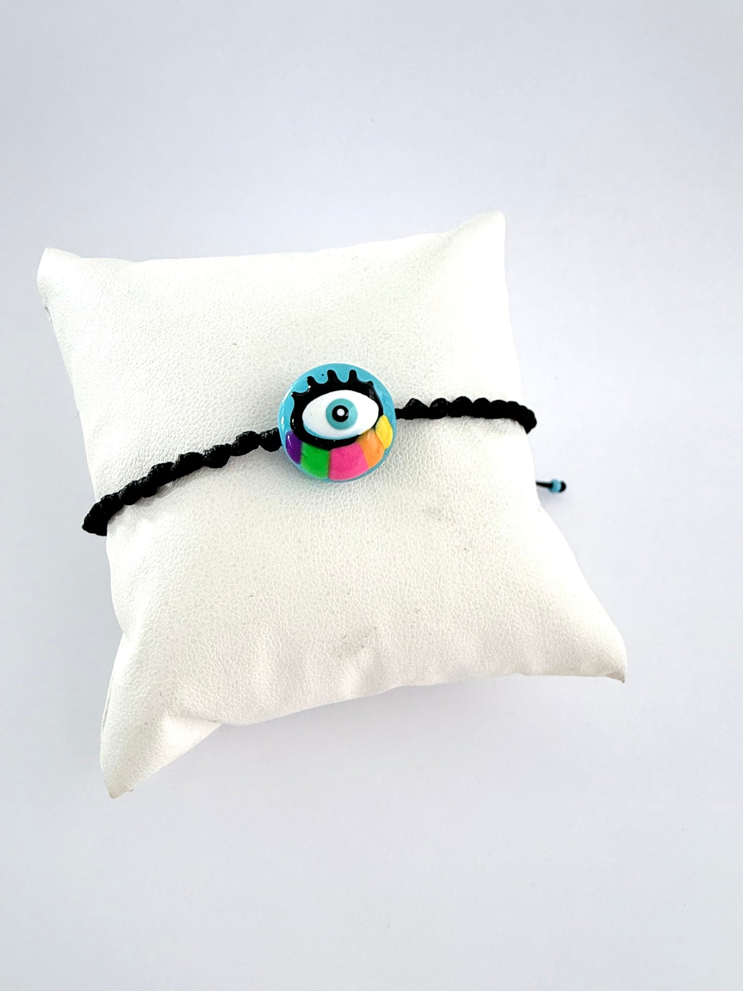 GLASS EVIL EYE KNOTTED CORD BRACELET