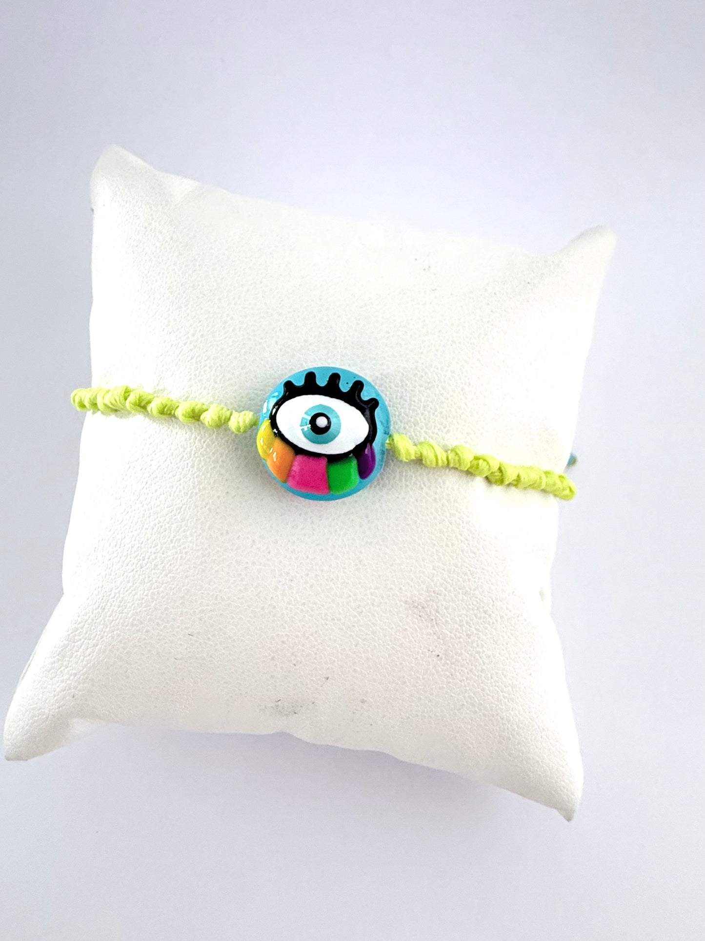 GLASS EVIL EYE KNOTTED CORD BRACELET