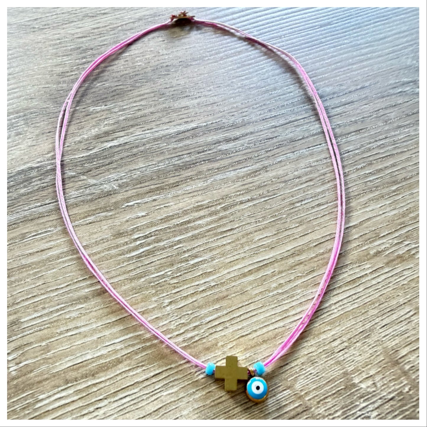 CHOKER WITH EVIL EYE CHARM & CROSS
