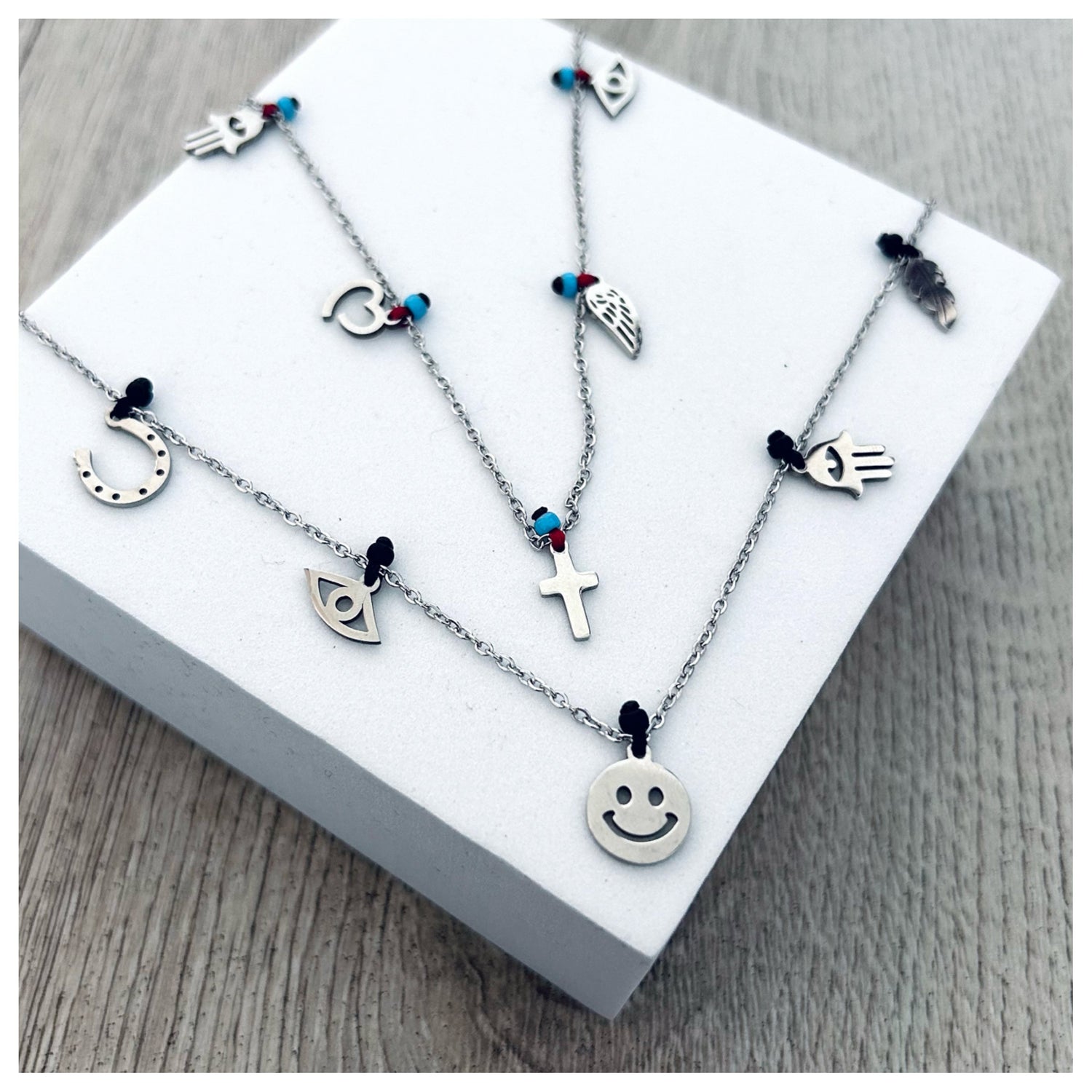 SILVER CHARM NECKLACE & BRACELET