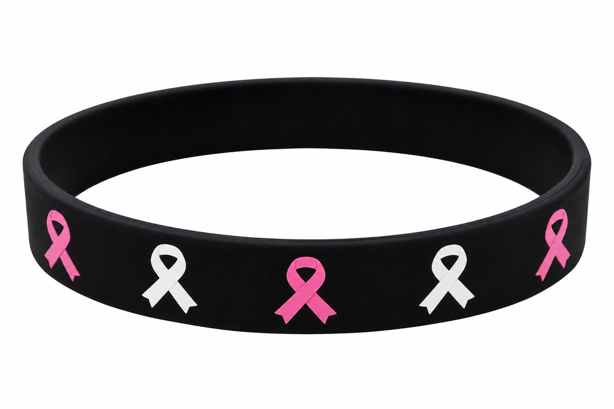 PINK & WHITE  CANCER RIBBON BRACELET