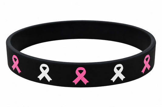 PINK & WHITE  CANCER RIBBON BRACELET