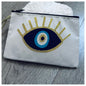 WHITE & GOLD EVIL EYE MAKE UP BAG