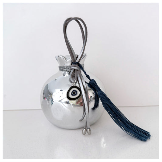 SILVER CERAMIC POMEGRANATE