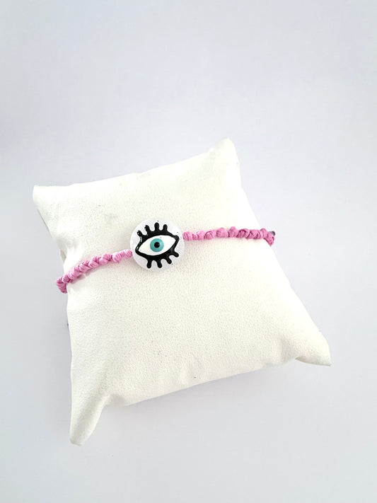 GLASS EVIL  EYE KNOTTED CORD  BRACELET