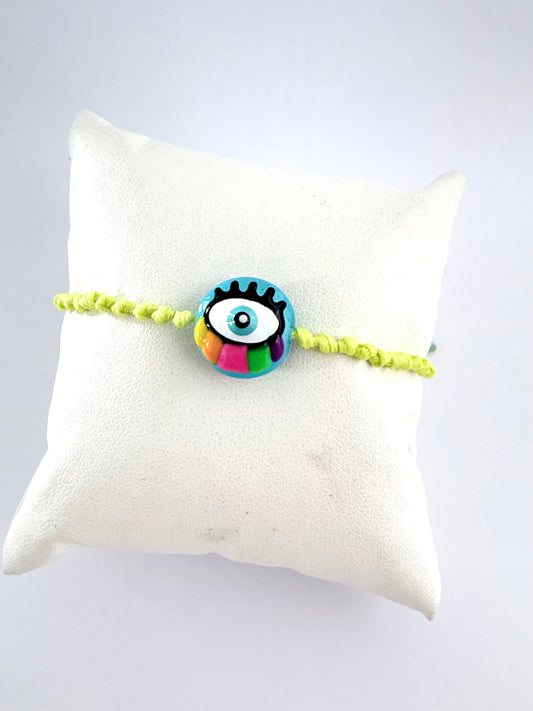 GLASS EVIL EYE KNOTTED CORD BRACELET