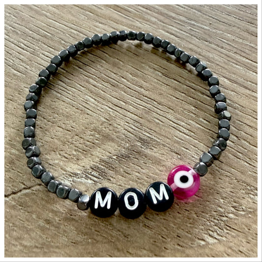 "MOM" HEMATITE BRACELET