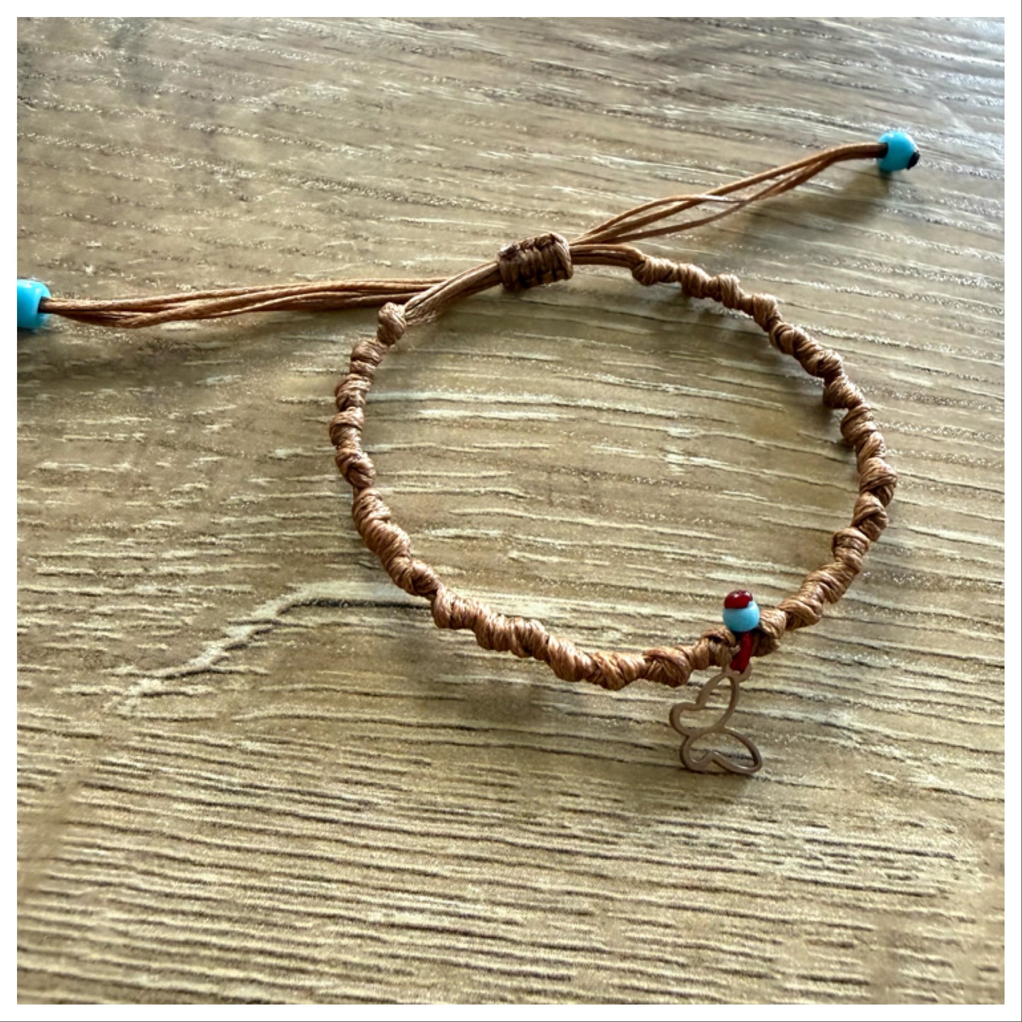 LIGHT BROWN KNOTTED CORD BRACELET