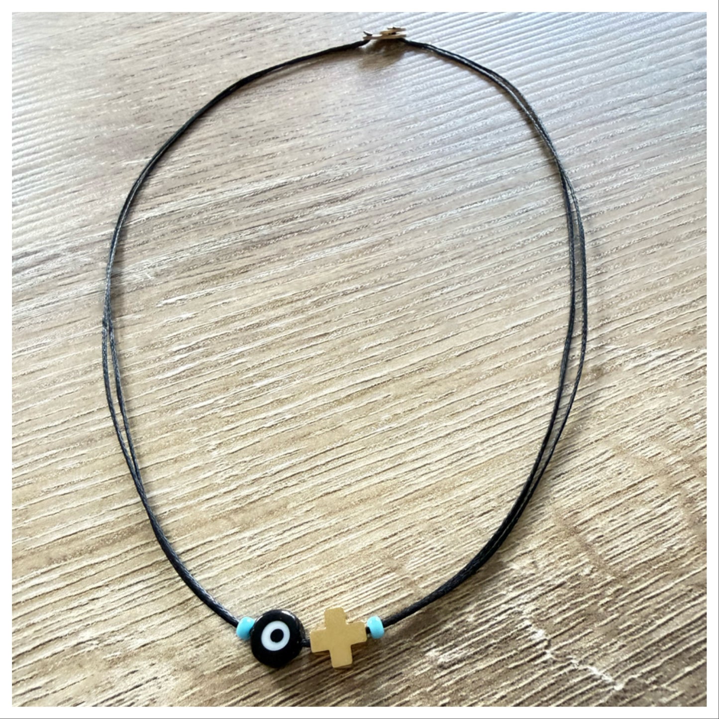 CHOKER WITH CROSS AND EVIL EYE