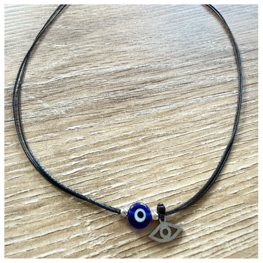 CHOKER WITH EVIL EYE BEAD & CHARM