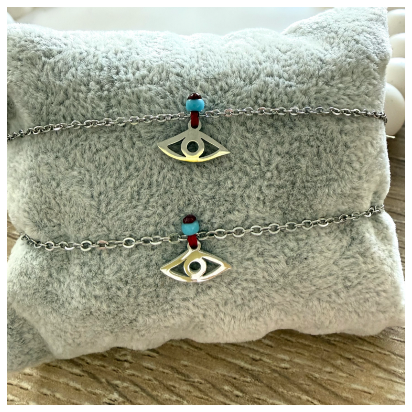 SILVER EVIL EYE CHARM BRACELET