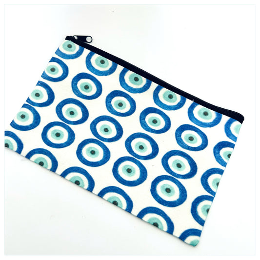 CANVAS EVIL EYE COSMETIC BAG