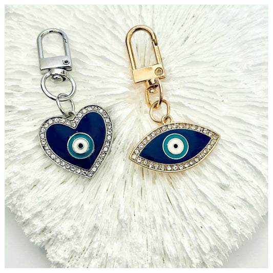 DIAMANTE EVIL EYE KEYRING