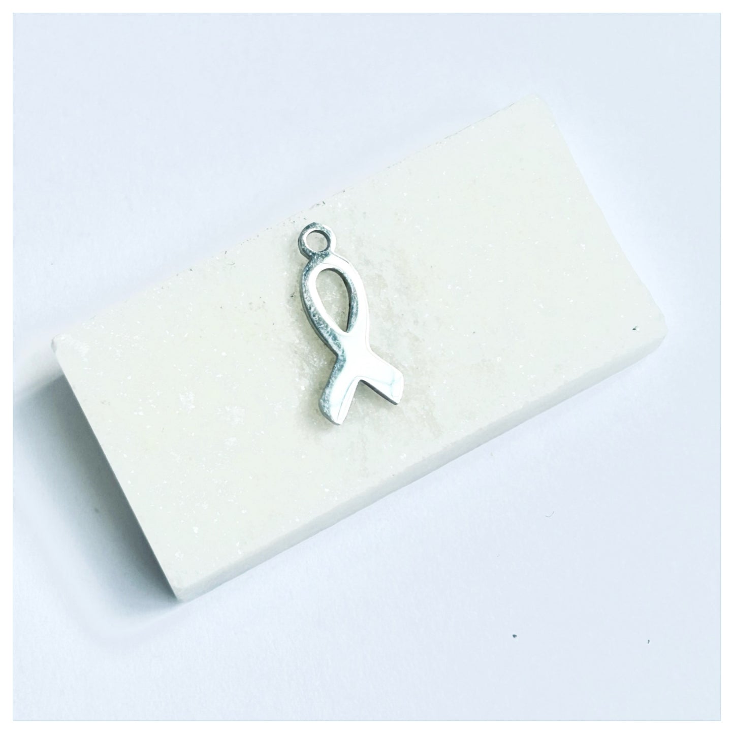 SILVER CANCER RIBBON CHARM