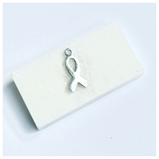 SILVER CANCER RIBBON CHARM