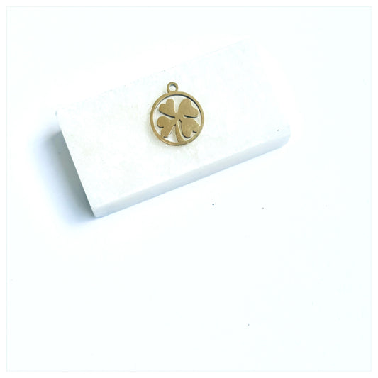 GOLD ROUND CLOVER CHARM