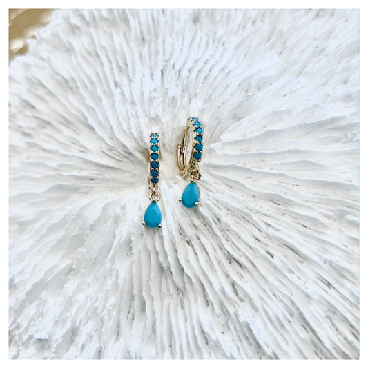 TURQUOISE GOLD TEARDROP EARRING