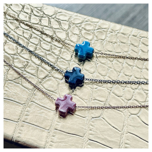 CERAMIC CROSS ON CHAIN