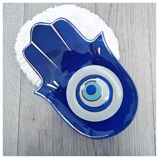 BLUE EVIL EYE HAMSA TRINKET TRAY