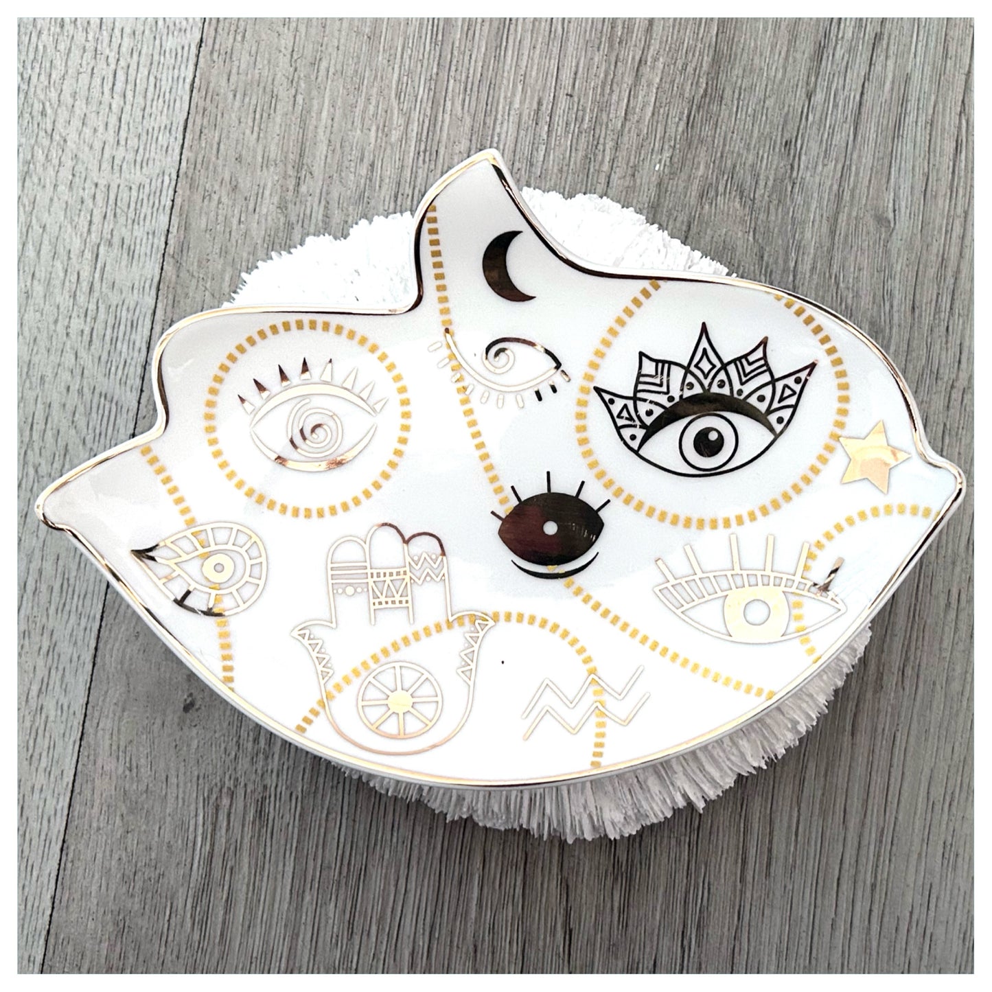 GOLD MULTI EVIL  EYE TRINKET TRAY