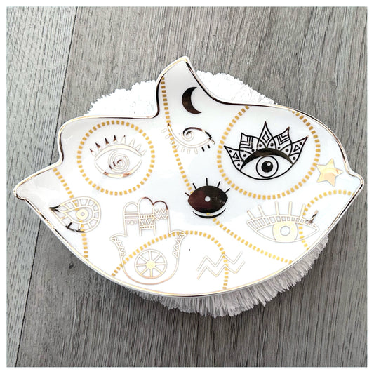 GOLD MULTI EVIL  EYE TRINKET TRAY