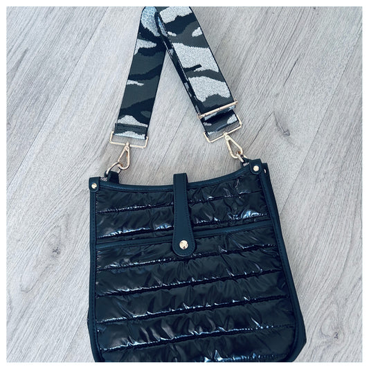 BLACK PUFFER CROSSBODY BAG